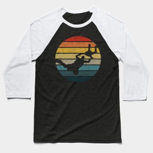 BASE jumping Silhouette On A Distressed Retro Sunset print Baseball T-Shirt